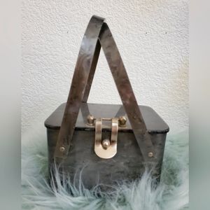 Vintage Llewellyn Inc. NYC Lucite Pearlized Box Purse 1950s Gray